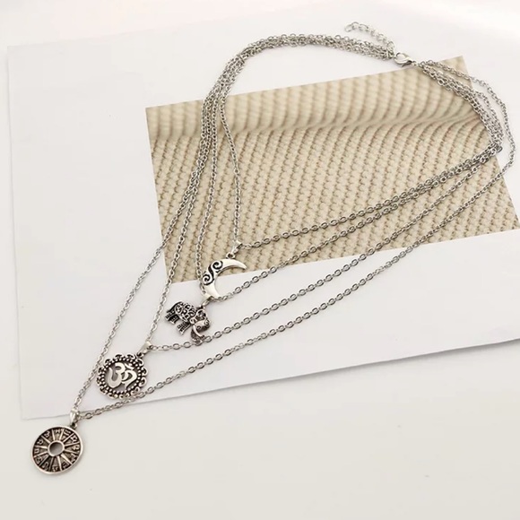 Elephant & Moon Layered Necklace - Picture 5 of 6